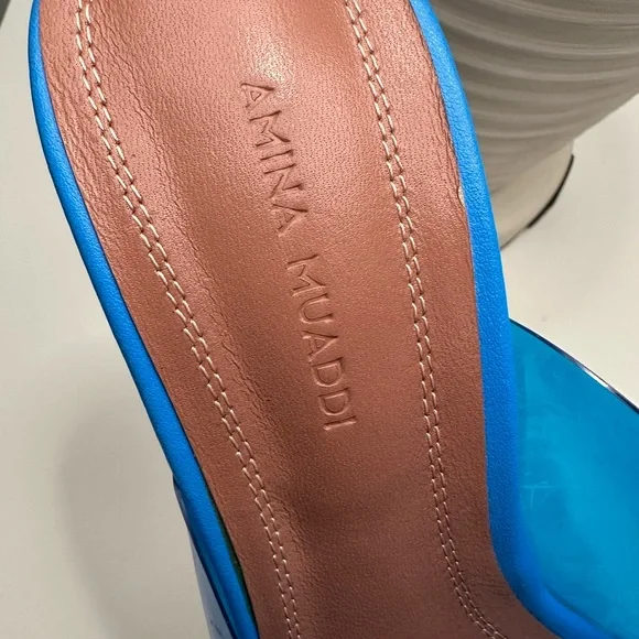 Amina Muaddi Vibrant Blue Heels - Picture 9 of 10